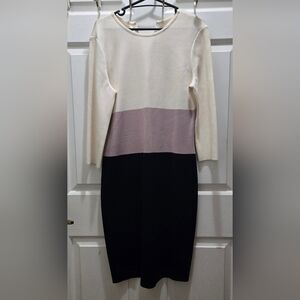 St. John Long Sleeve Dress - Cream, Pink, Black